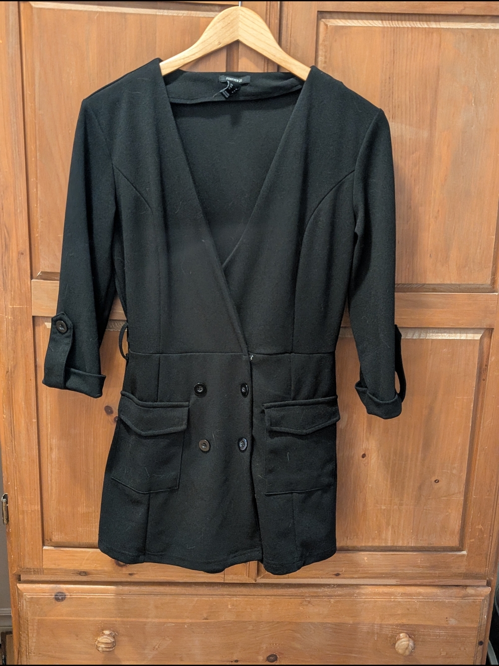 Forever 21 Black Women's Double-Breasted Blazer Jacket